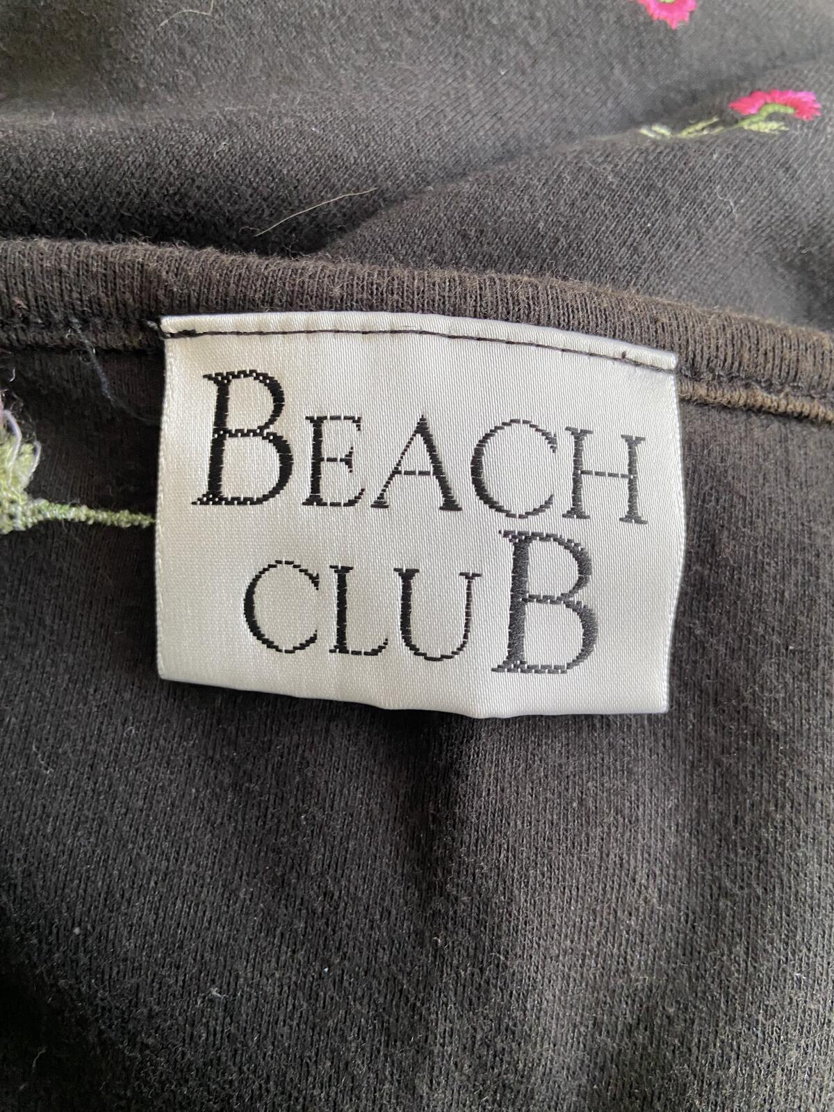 The Beach Club Black Floral Embroidered Cotton Cami Summer Dress - Size 18