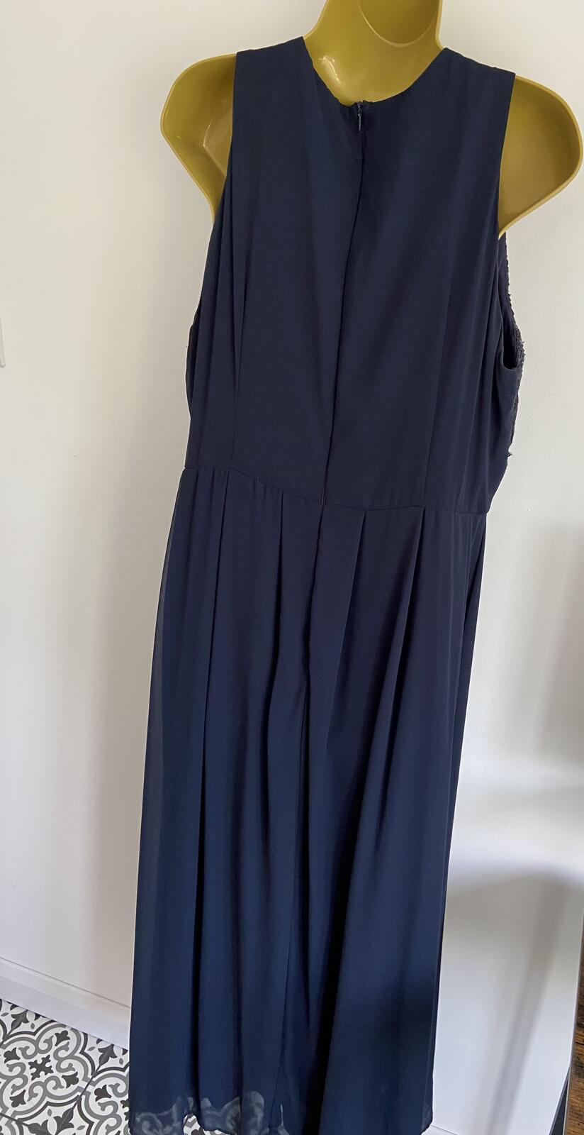 AX Paris Curve Navy Lace Sleeveless Maxi Dress - Size 16