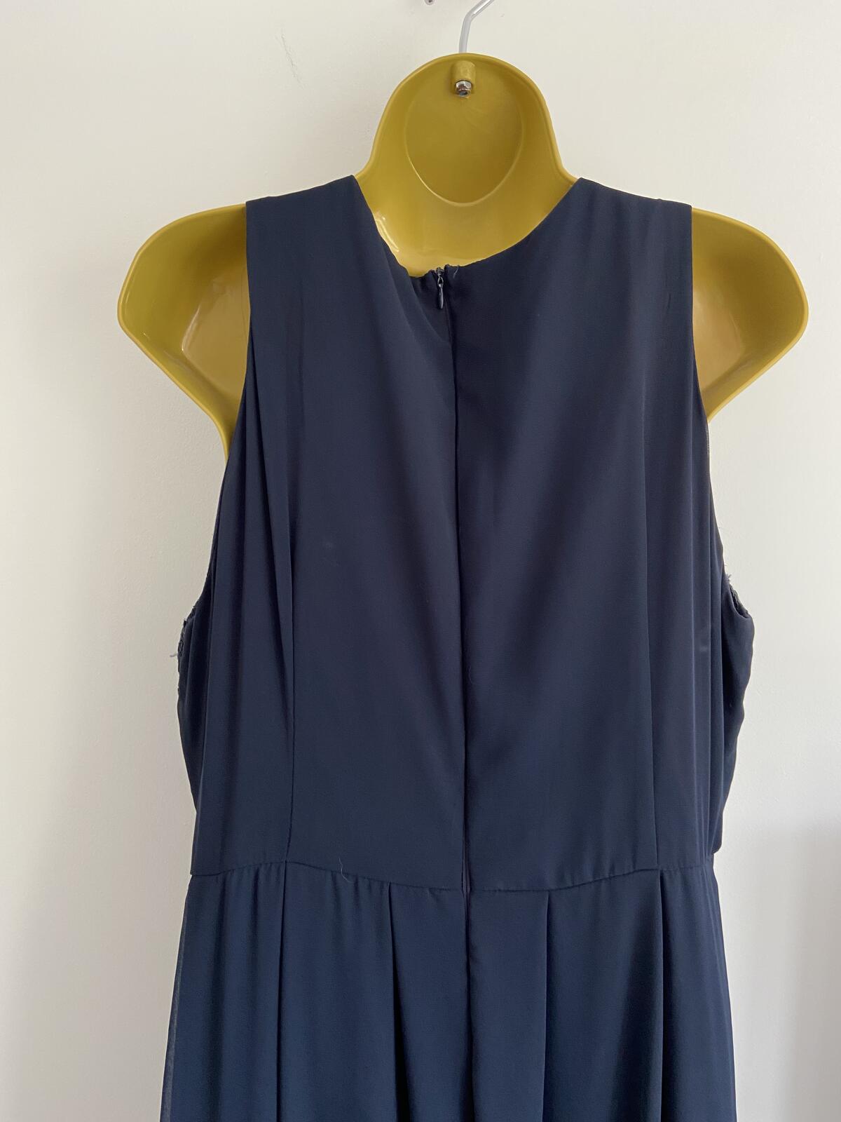 AX Paris Curve Navy Lace Sleeveless Maxi Dress - Size 16