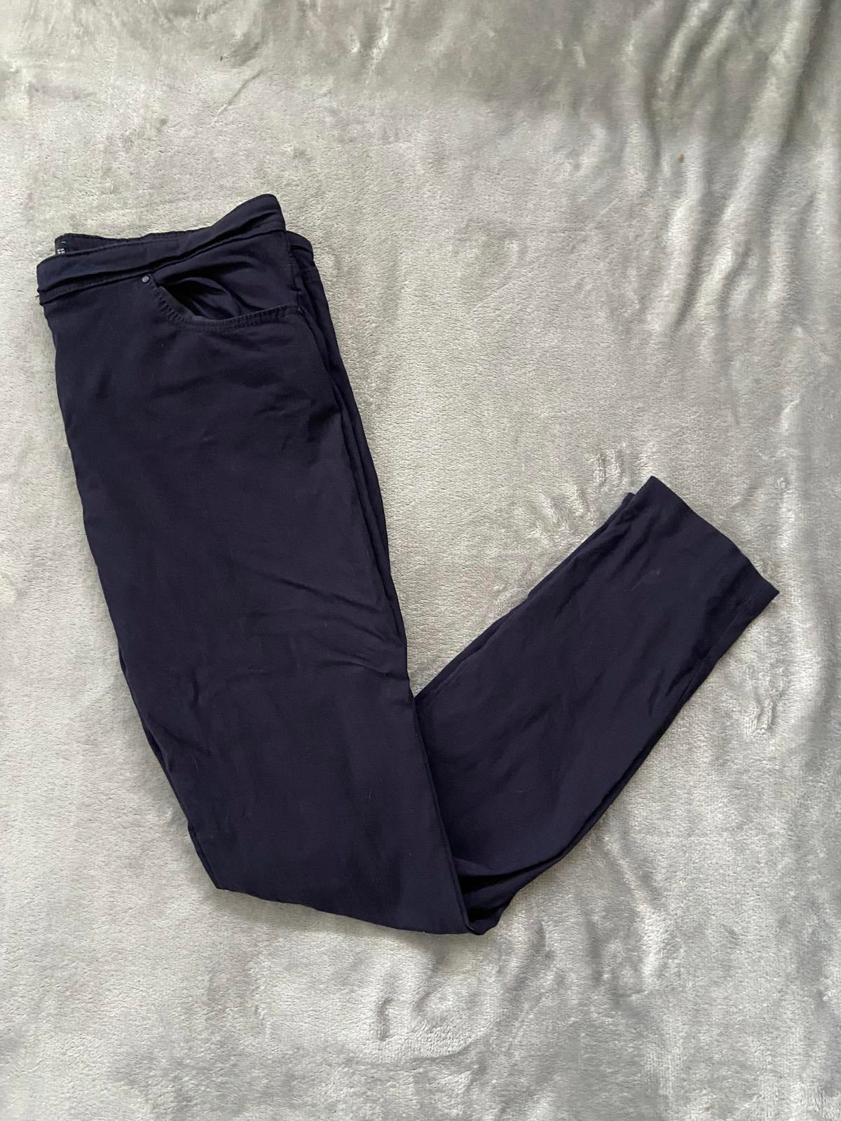 F&F Size 12 Regular Black/ Navy Slim Leg Stretch Trousers Pockets Smart Casual