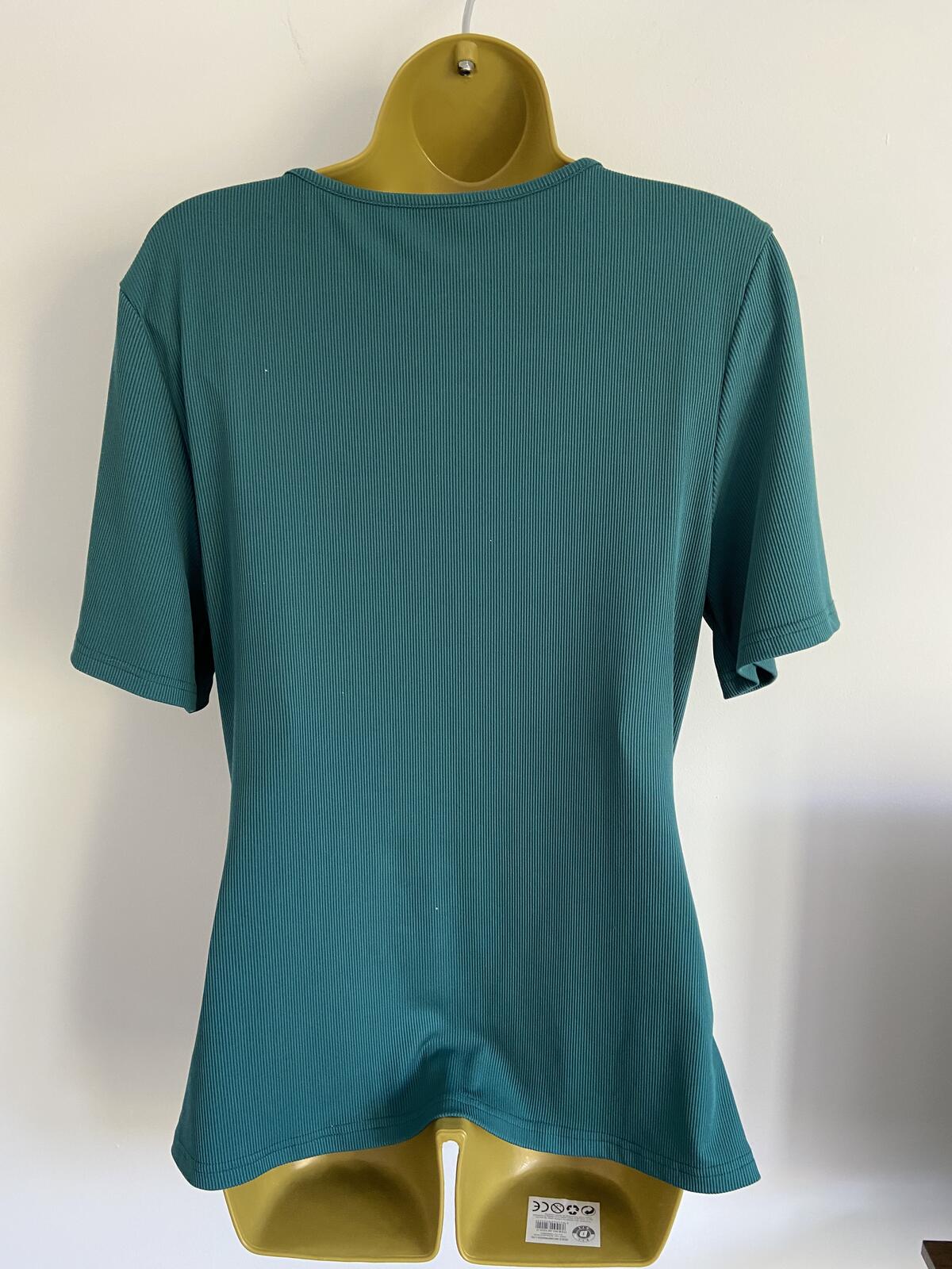 Shein Curve Green Ribbed Wrap V-Neck Button Top - Size 1XL
