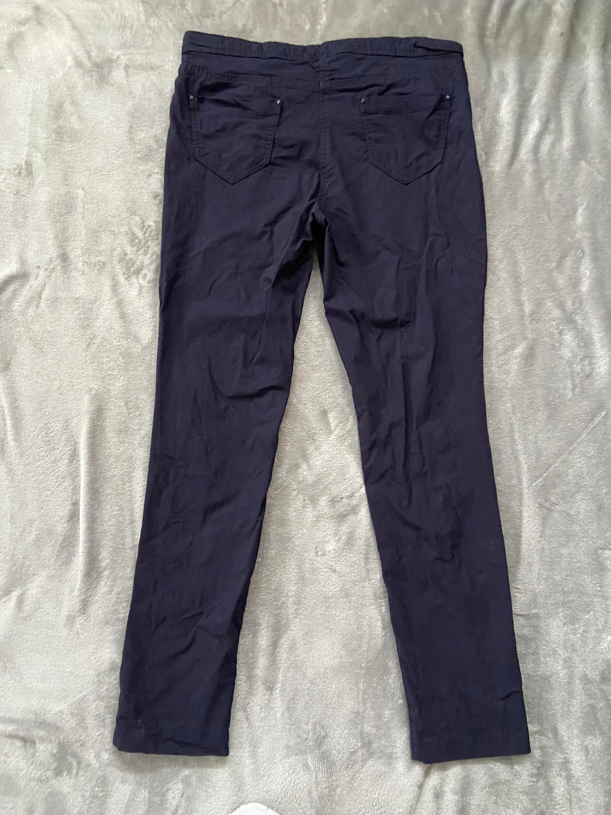 F&F Size 12 Regular Black/ Navy Slim Leg Stretch Trousers Pockets Smart Casual