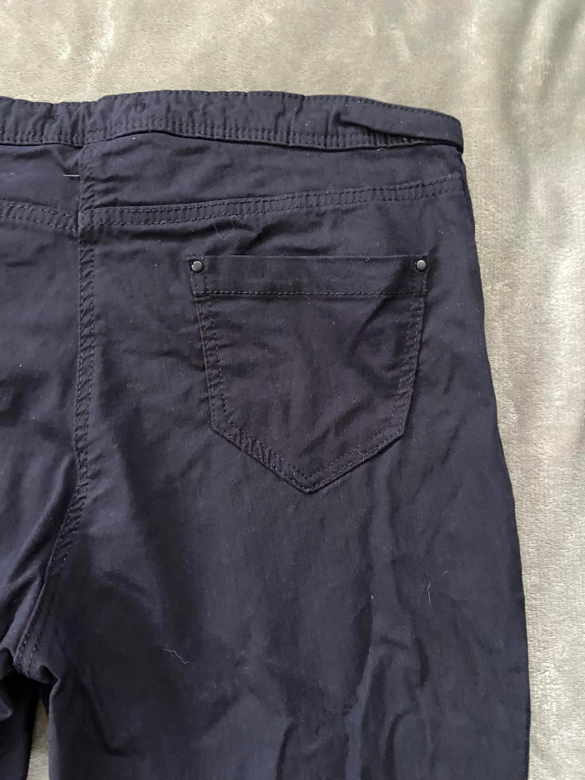 F&F Size 12 Regular Black/ Navy Slim Leg Stretch Trousers Pockets Smart Casual