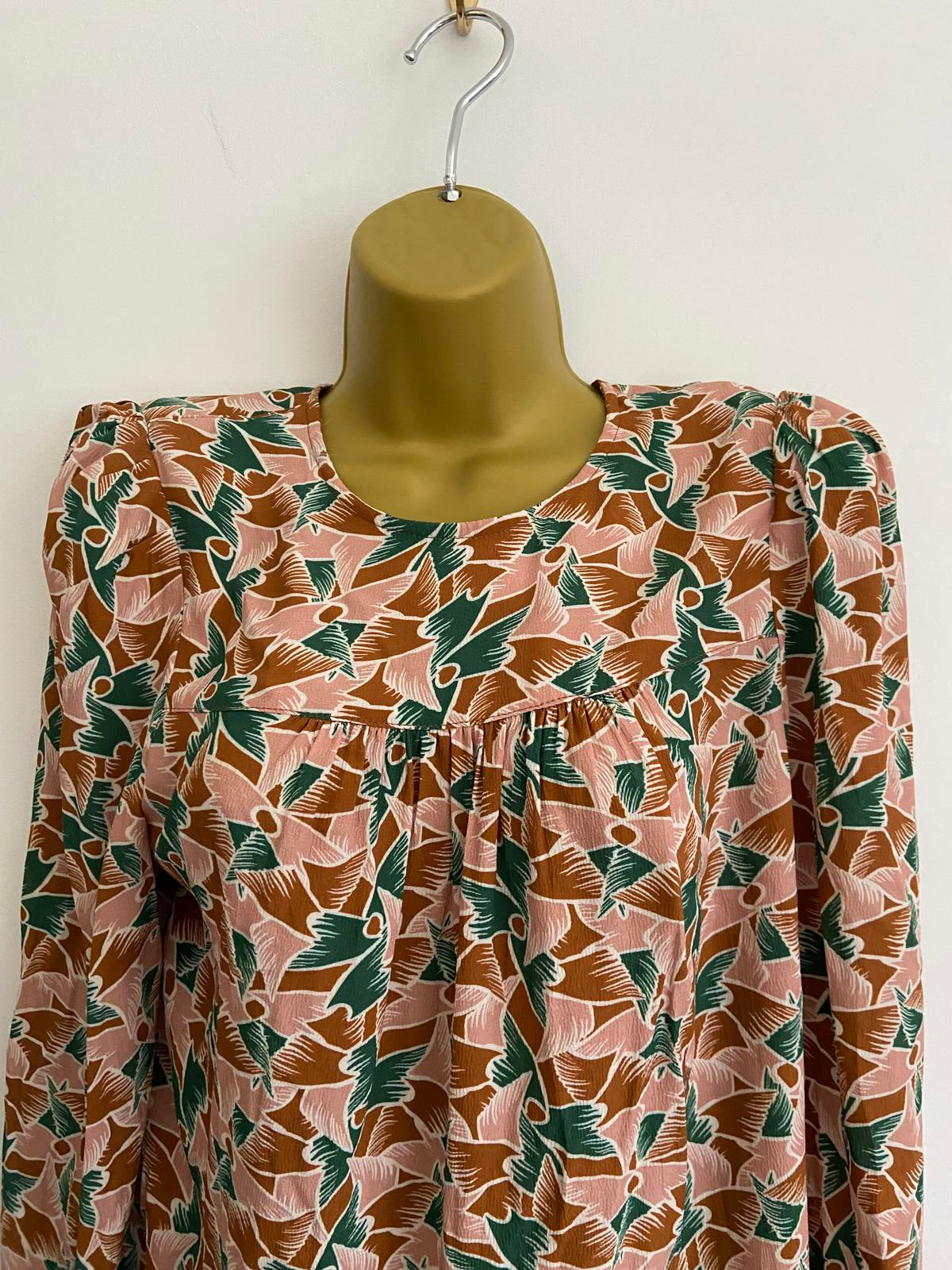 La Petite Française Paris Abstract Print Blouse - Shoulder Pads, UK Size 8