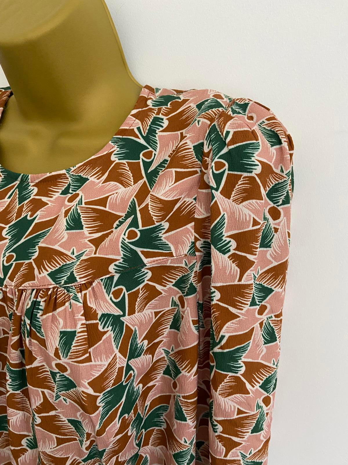 La Petite Française Paris Abstract Print Blouse - Shoulder Pads, UK Size 8