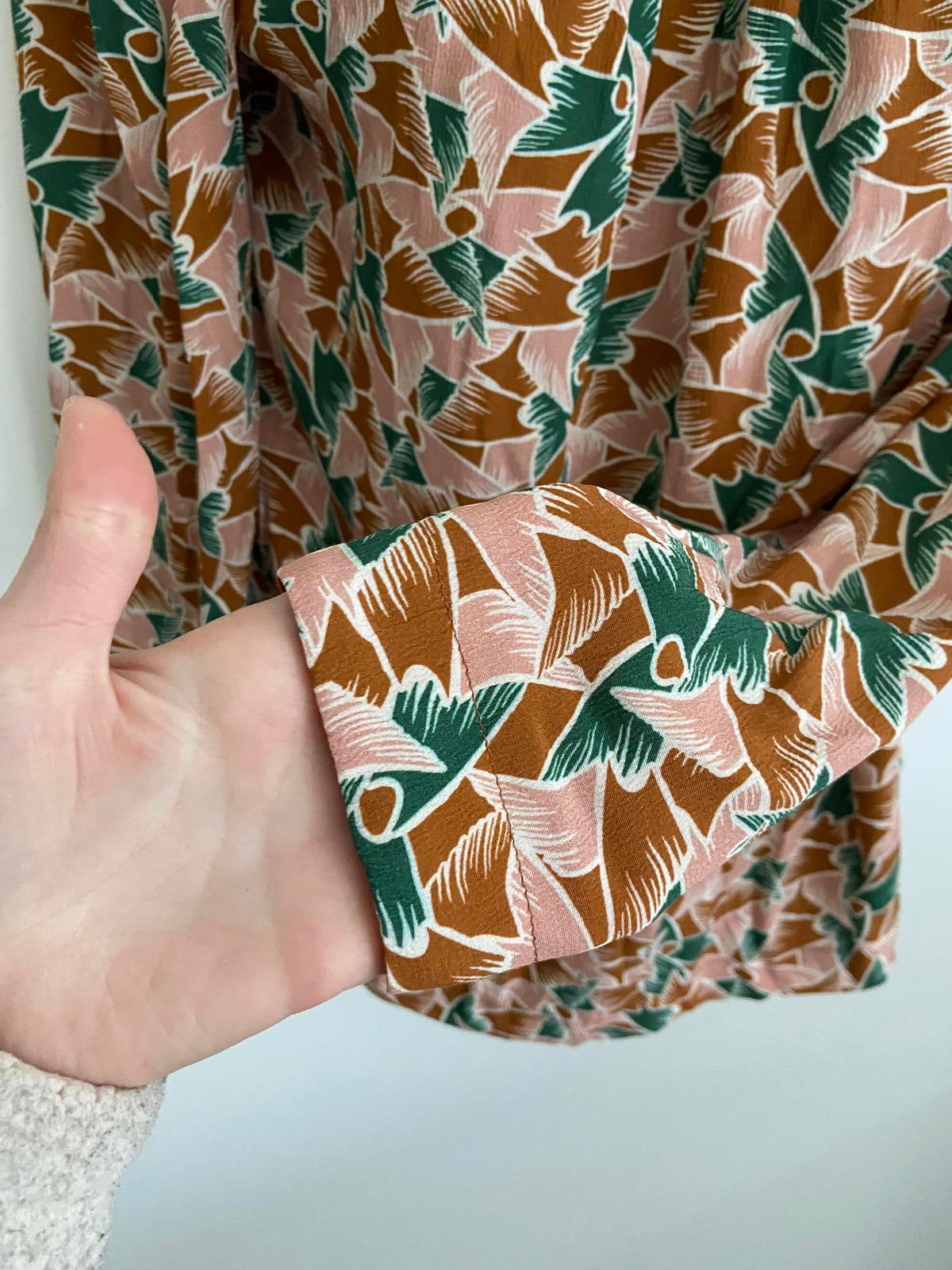 La Petite Française Paris Abstract Print Blouse - Shoulder Pads, UK Size 8