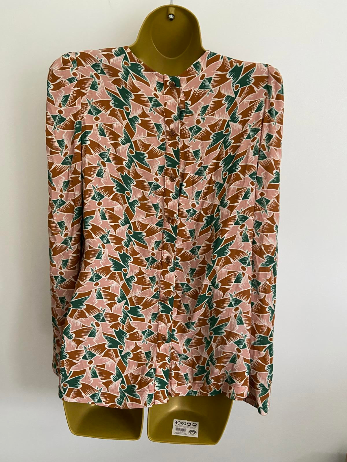 La Petite Française Paris Abstract Print Blouse - Shoulder Pads, UK Size 8