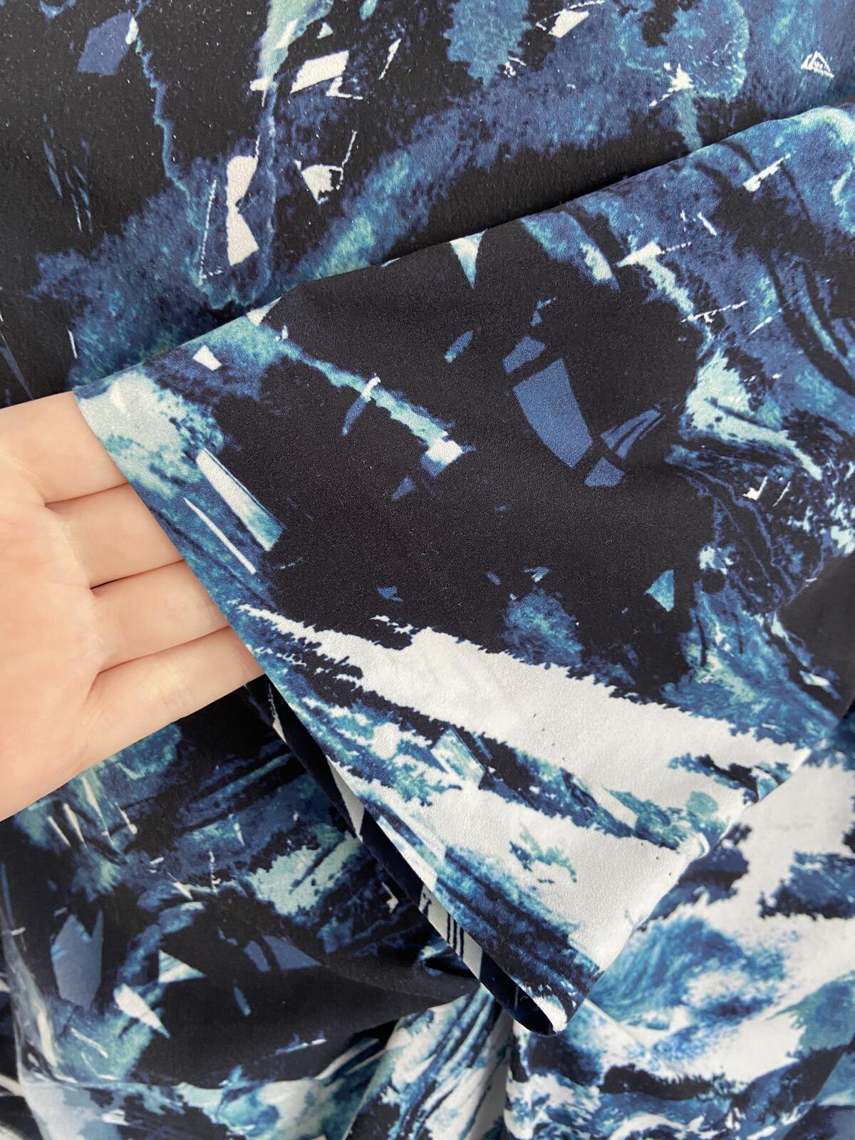 John Lewis Blue Abstract Print Twist Front Midi Dress - Size 16