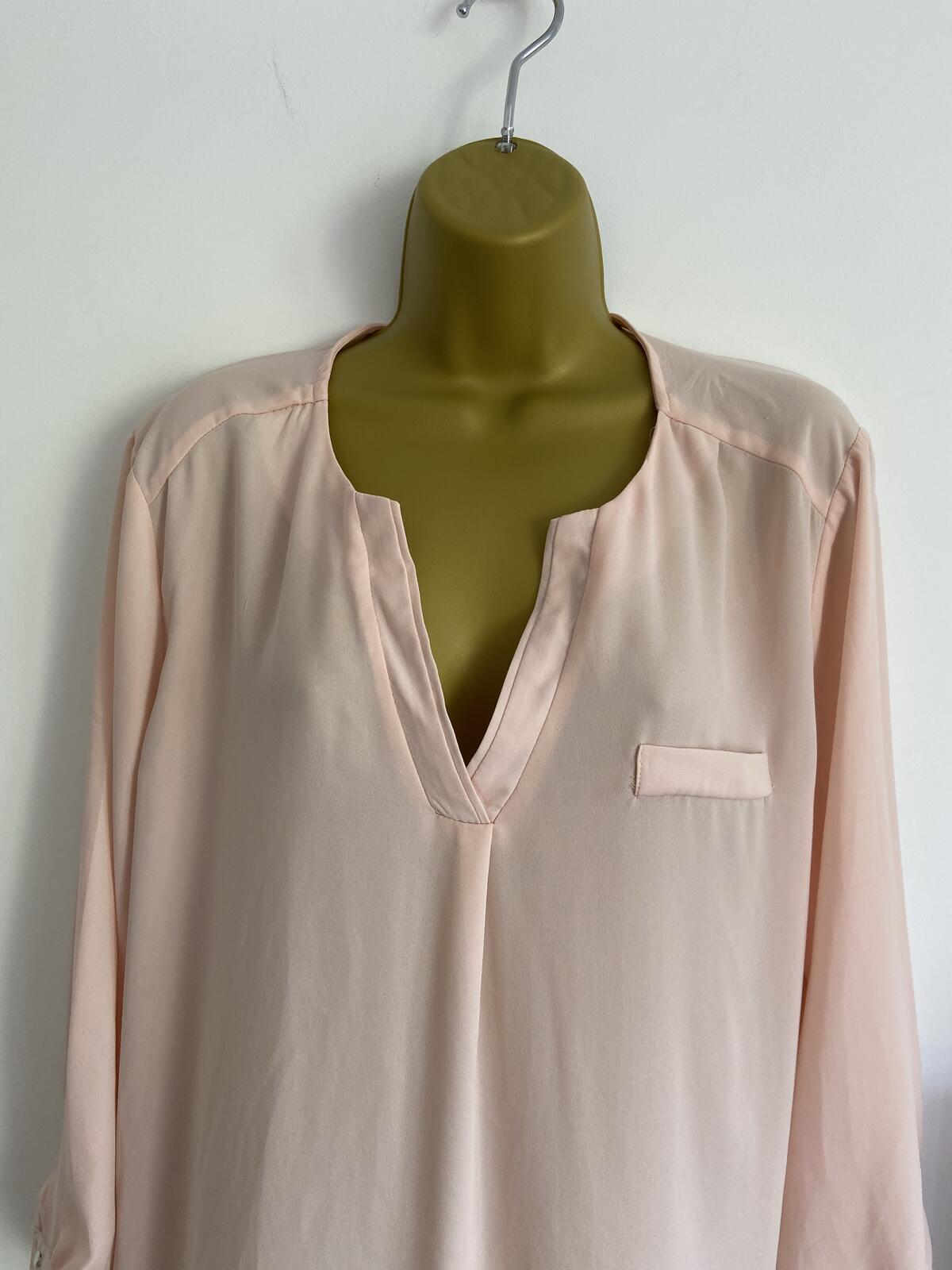 Sami & Jo Peach Sheer 3/4 Sleeve V-Neck Blouse - Size Extra Large