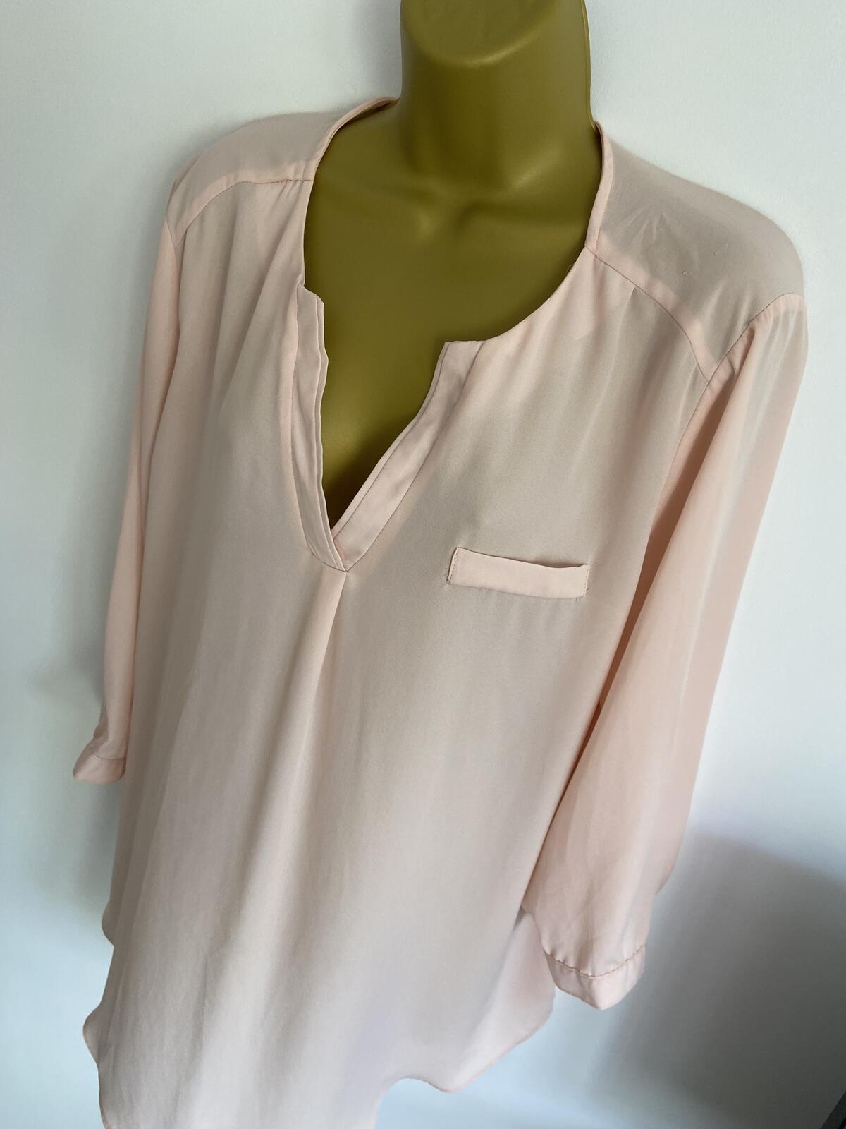 Sami & Jo Peach Sheer 3/4 Sleeve V-Neck Blouse - Size Extra Large