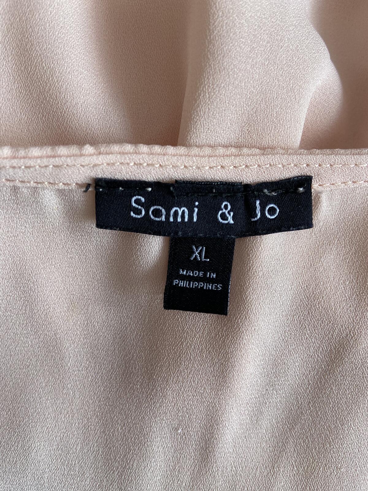 Sami & Jo Peach Sheer 3/4 Sleeve V-Neck Blouse - Size Extra Large