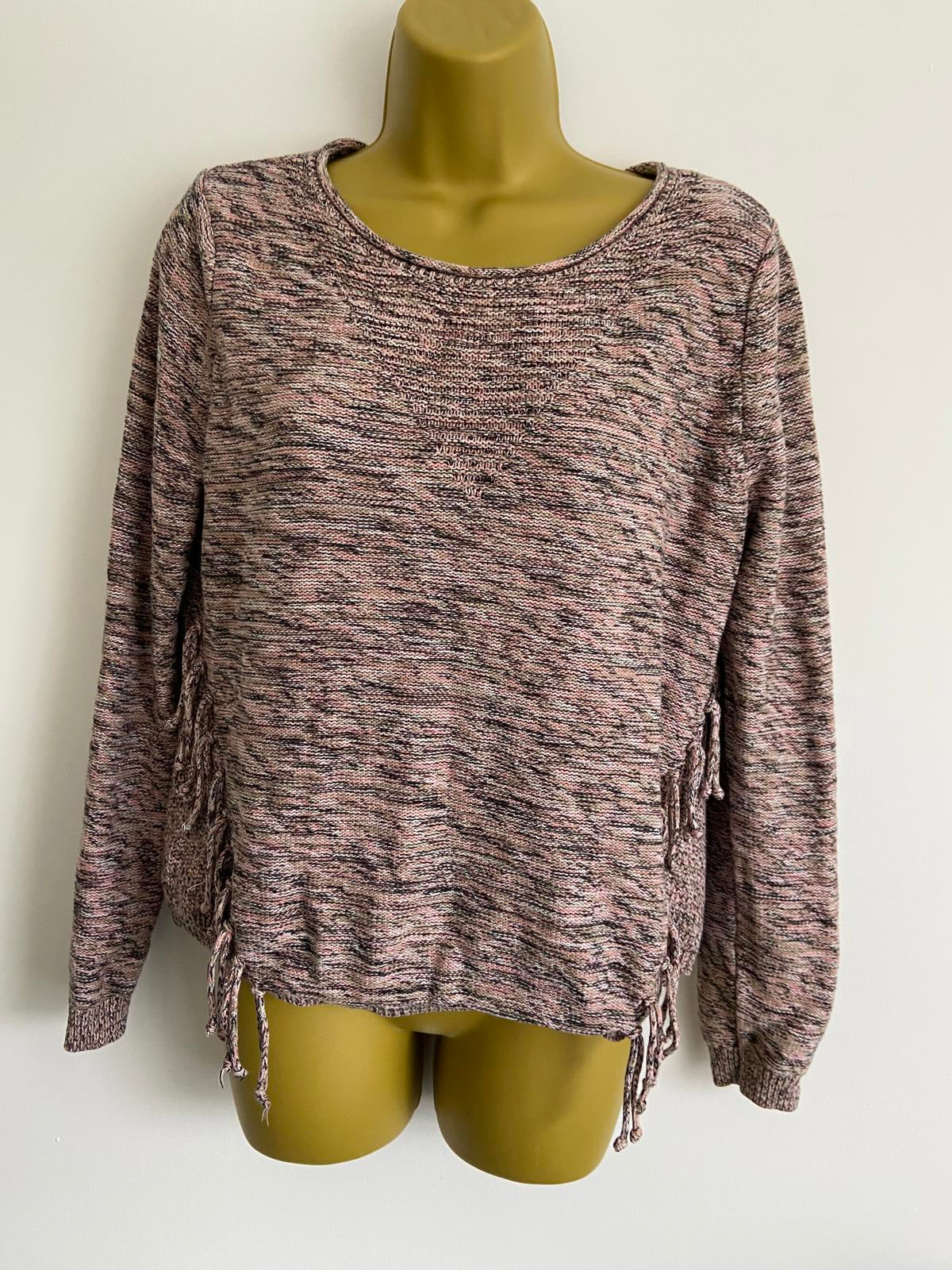 Per Una, M&S Multi-Colour Knit Sweater - Tassels/Fringe Detail, Size 12