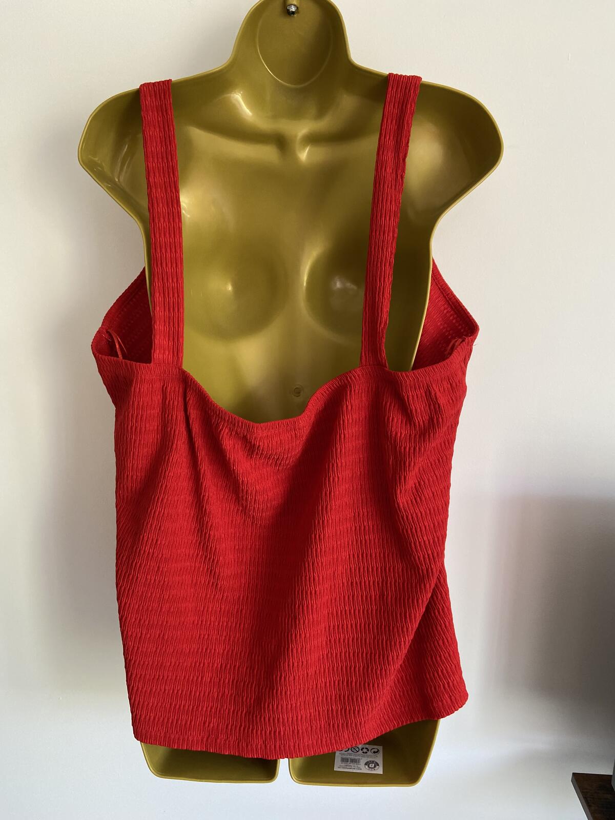 Nutmeg Red Sleeveless Summer Crop Top with embroidery details - Size 20