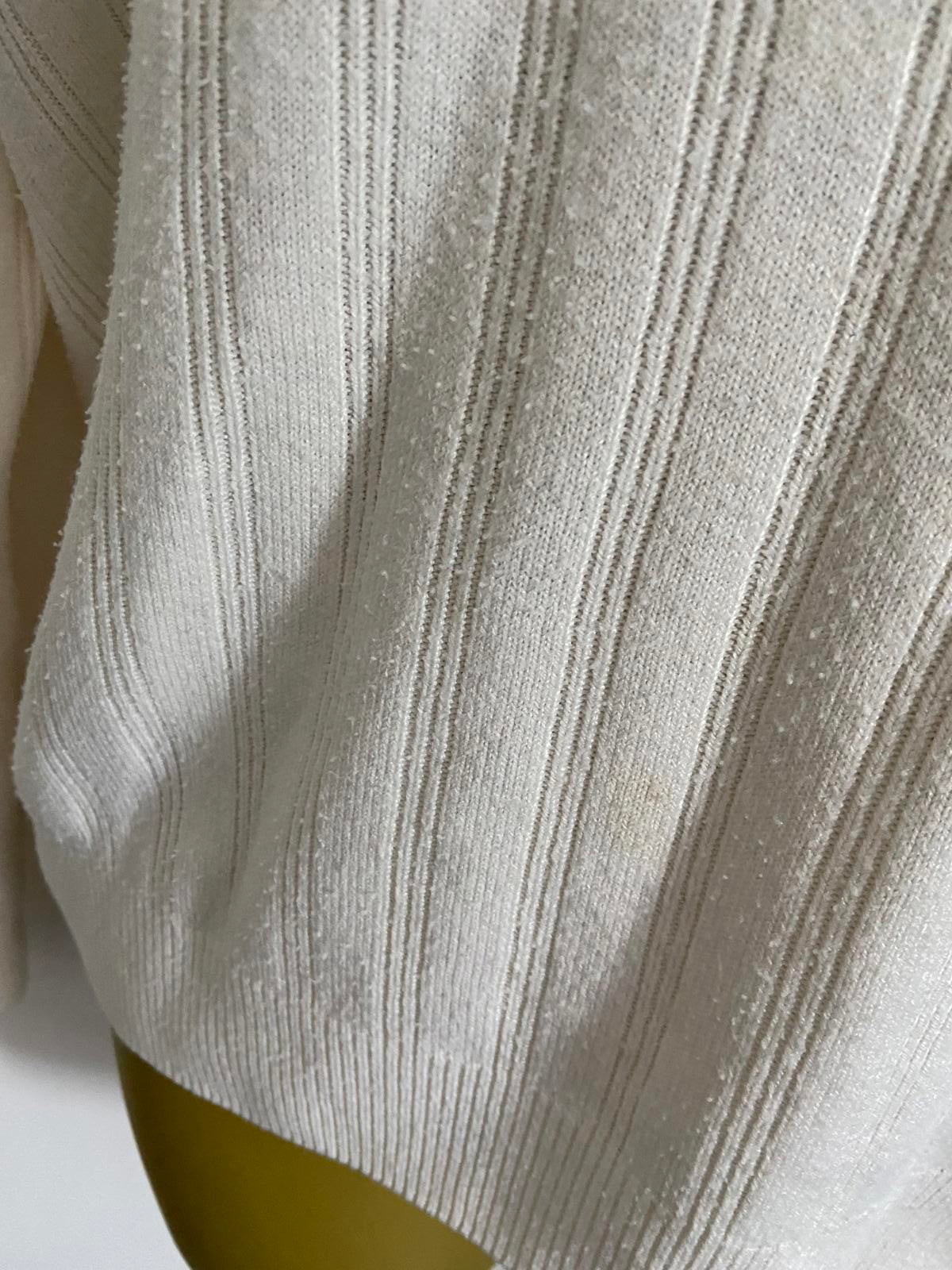 Berkertex Size 10-12 Off-White Ribbed Knit Jumper Crew Neck