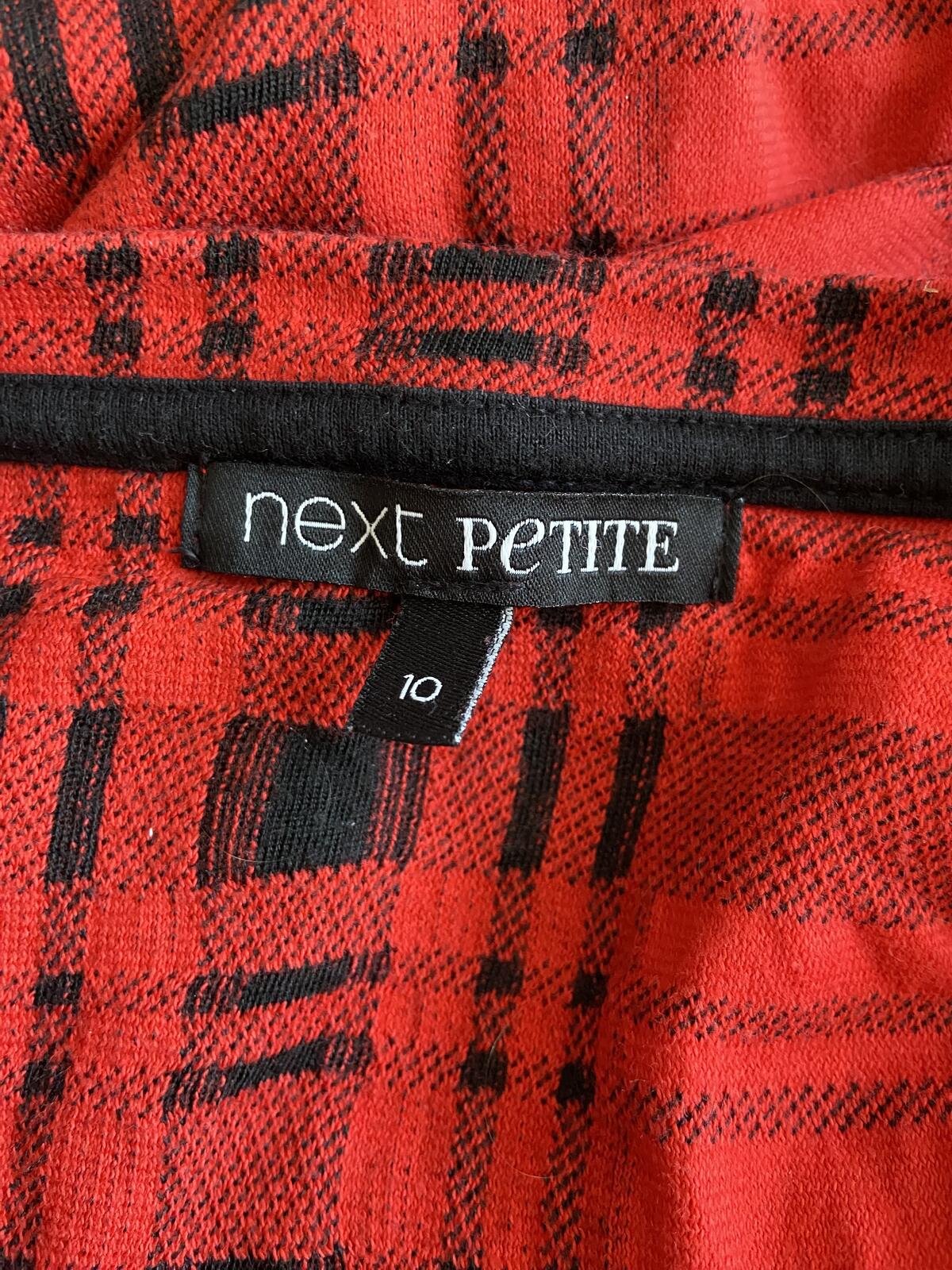 Next Petite Red & Black Checked Short Sleeve Shift Dress - Size 10