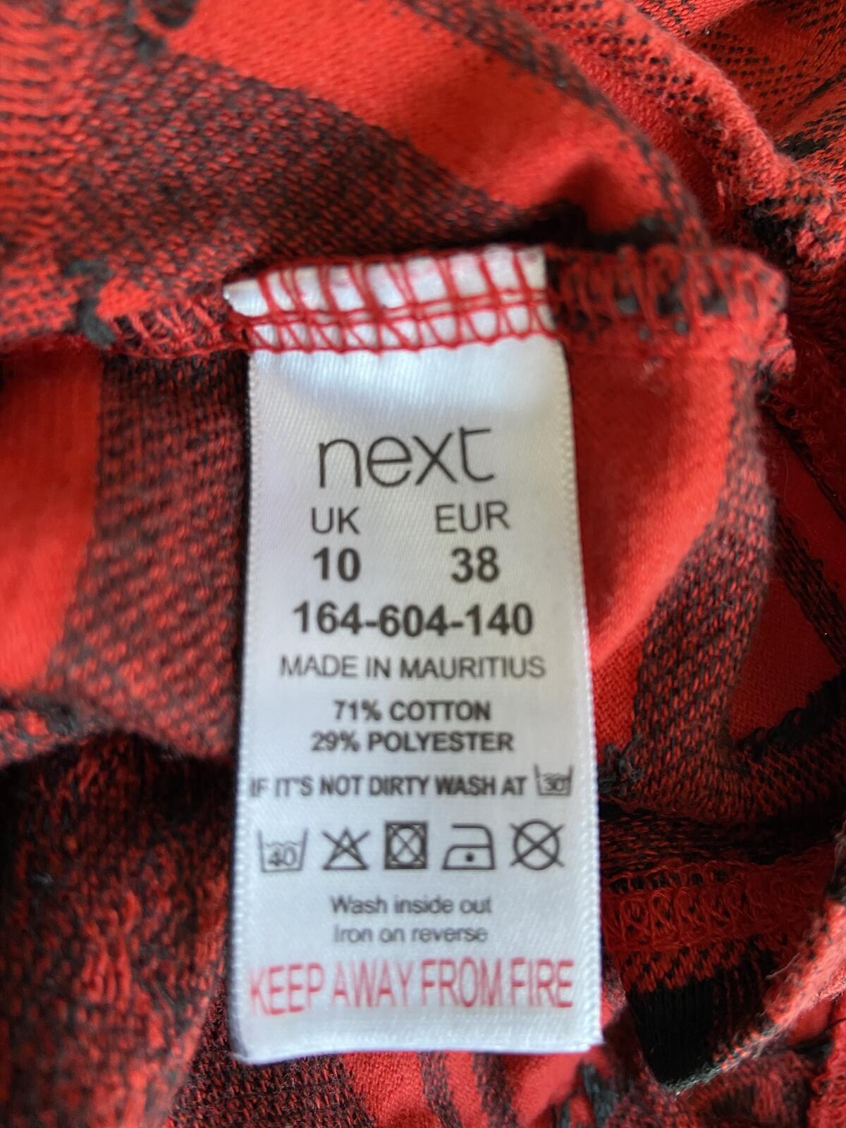Next Petite Red & Black Checked Short Sleeve Shift Dress - Size 10