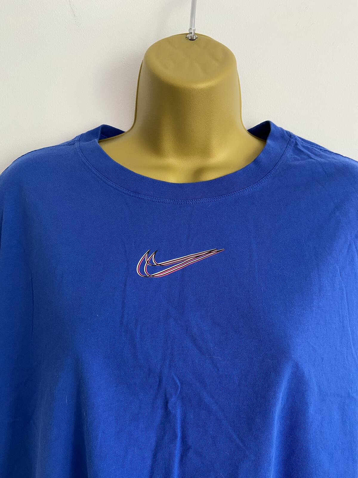 Nike Royal Blue 100% Cotton Boxy Crop Graphic T-Shirt - Size Large