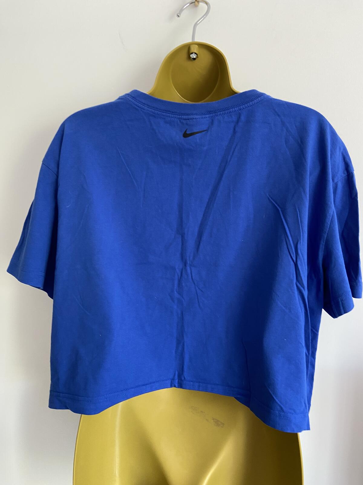 Nike Royal Blue 100% Cotton Boxy Crop Graphic T-Shirt - Size Large
