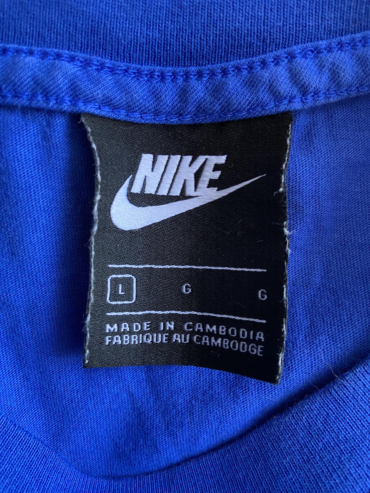 Nike Royal Blue 100% Cotton Boxy Crop Graphic T-Shirt - Size Large