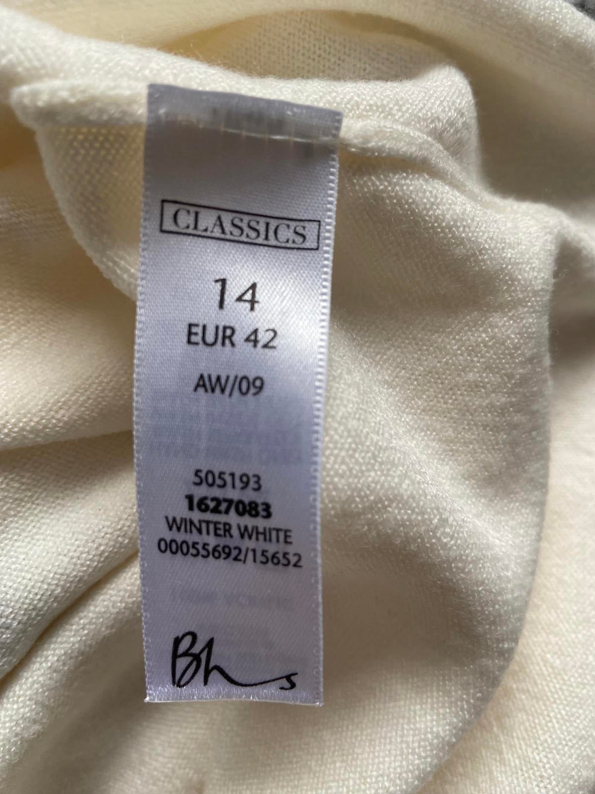 BHS Classics Size 10 Winter White Short Sleeve Sweater Pearl Detail