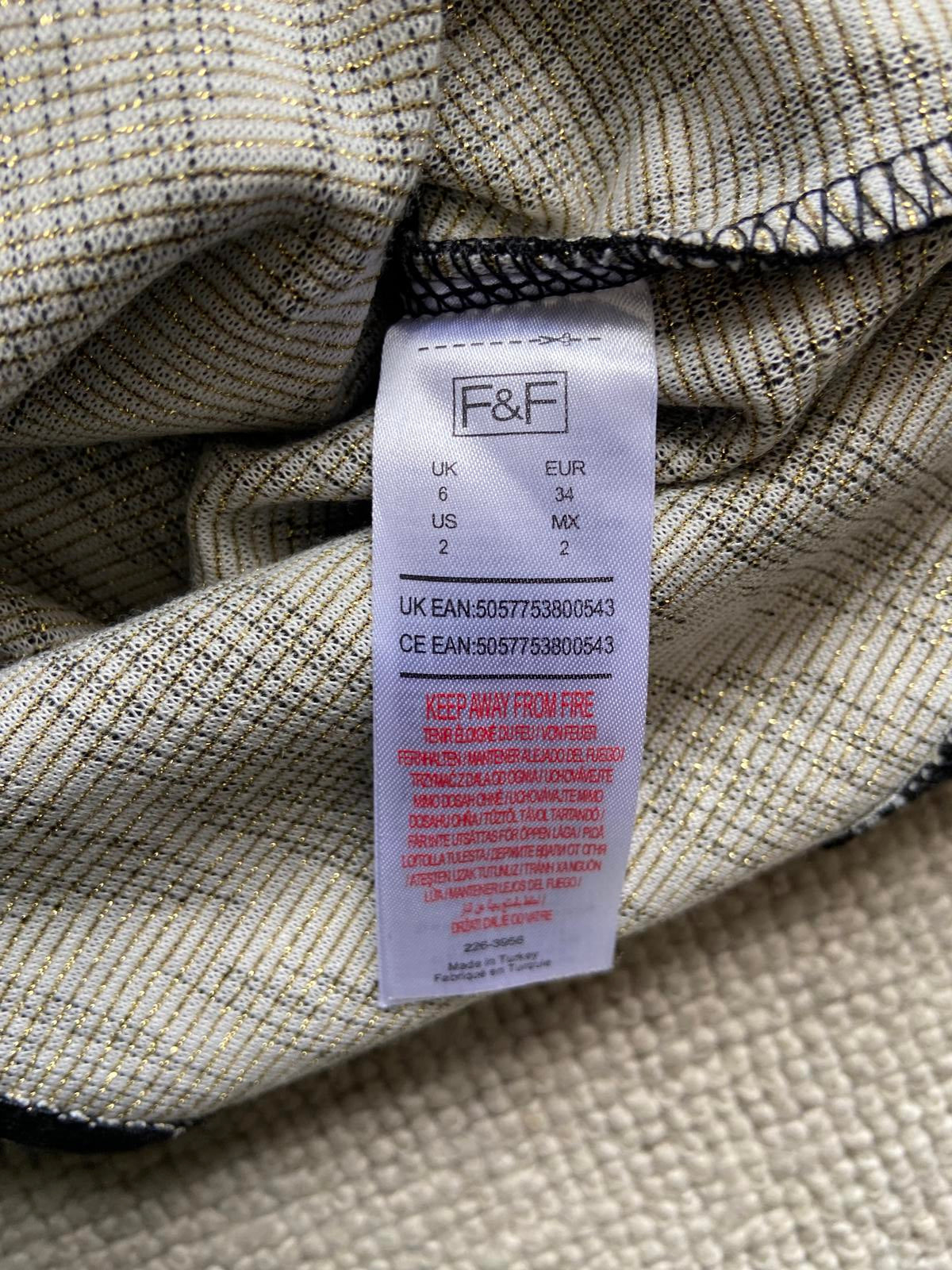 Florence & Fred (F&F) Size 6 Black & Gold Dress