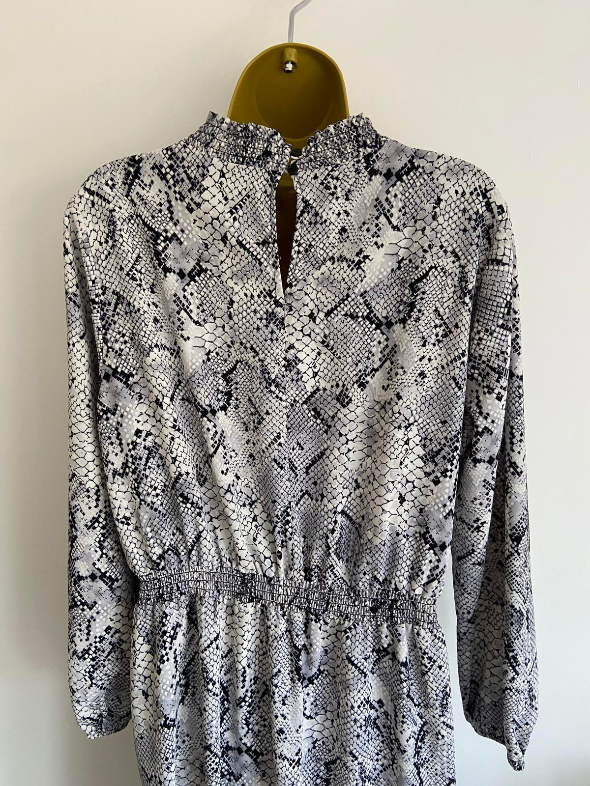 George Size 14 Black Blue Grey Snake Print High Neck Midi Dress