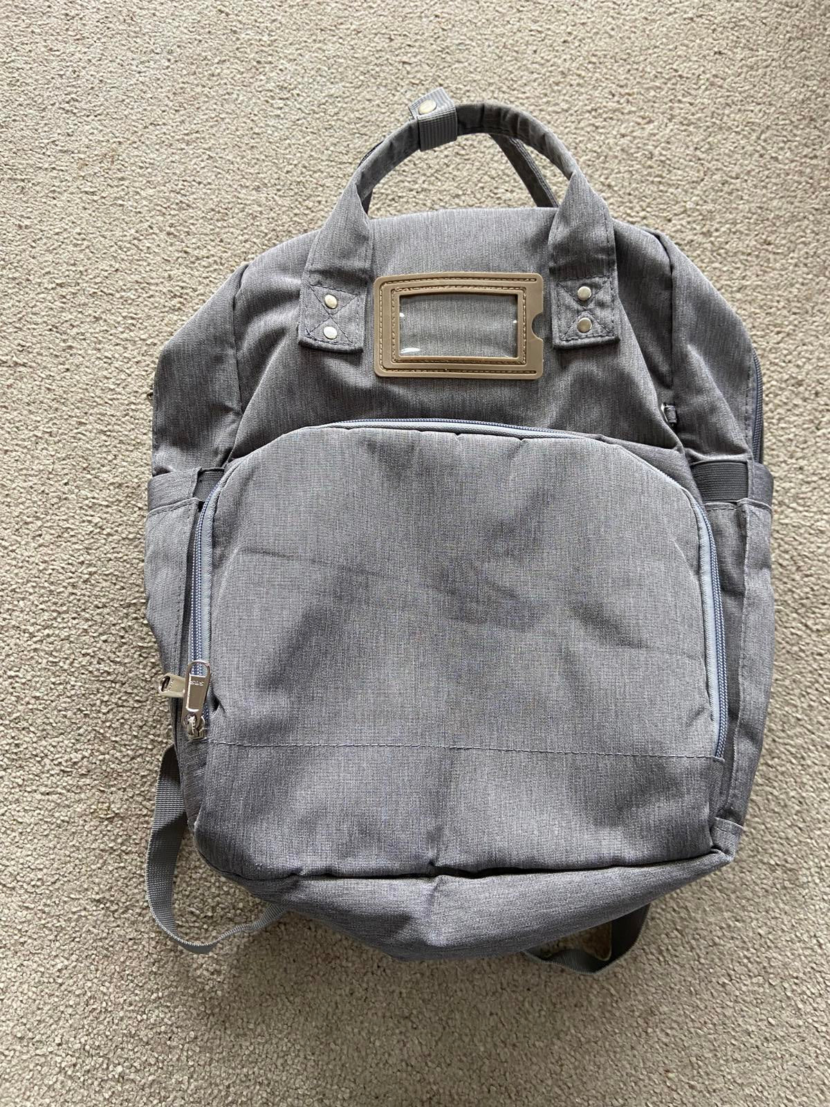 Grey Baby Changing Backpack - Many Compartments, Includes Mat