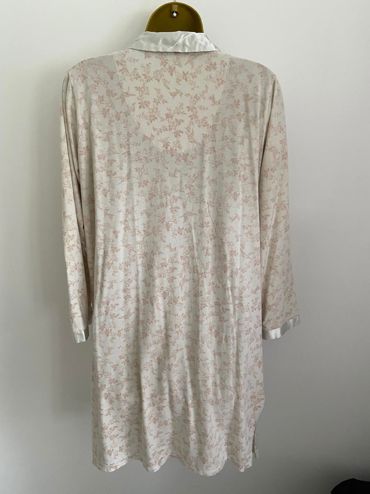 Miss Elaine Size Small Pink Floral 100% Cotton Nightdress Button Front Lined