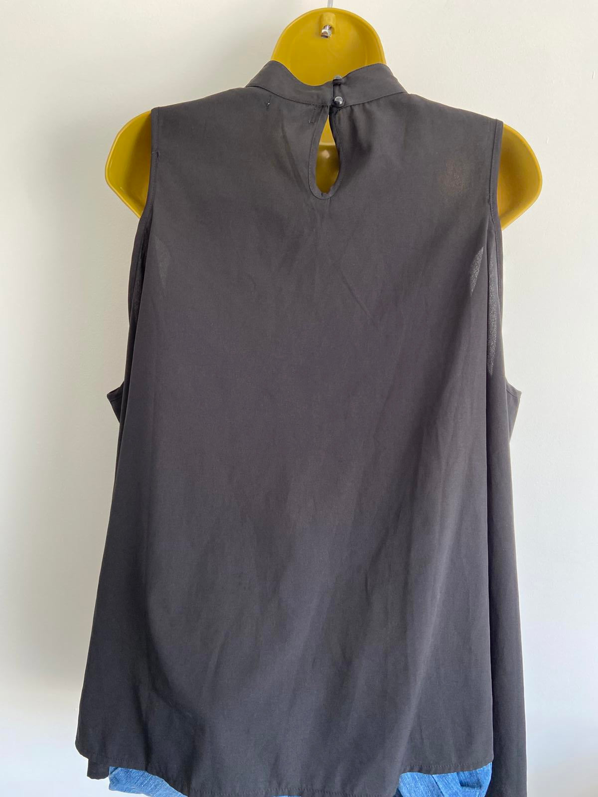 Boohoo Size 14 Black High Neck Blouse Long Sleeves with Open Shoulders