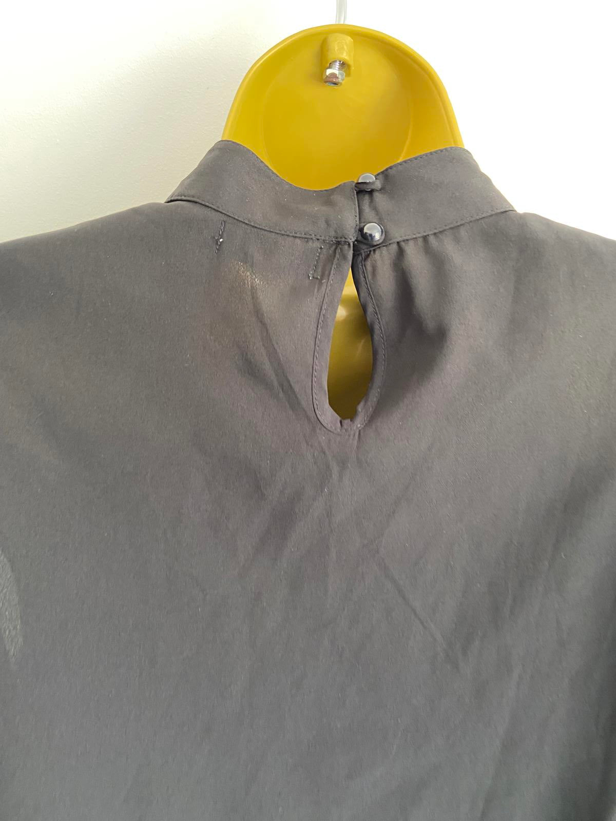 Boohoo Size 14 Black High Neck Blouse Long Sleeves with Open Shoulders