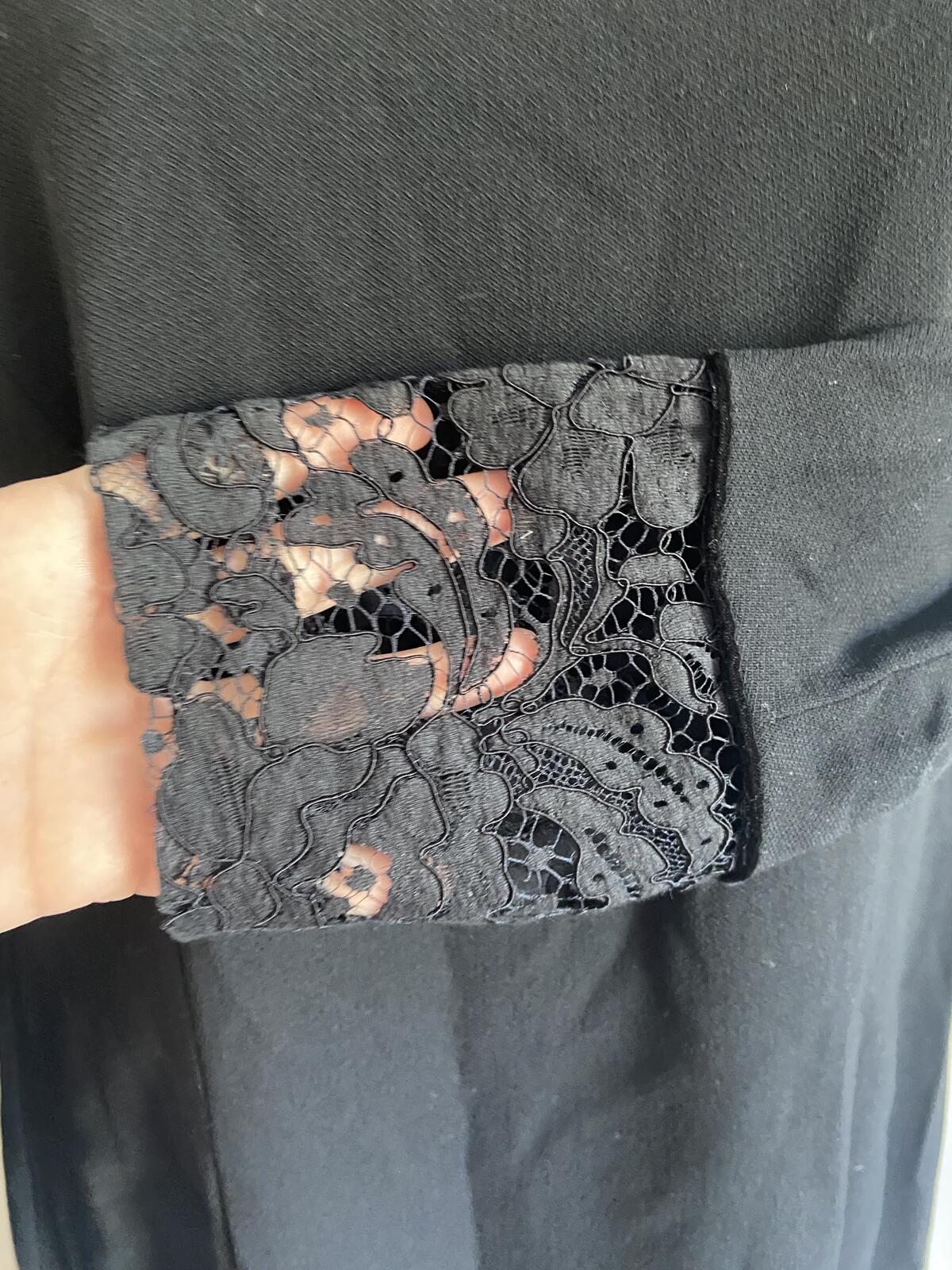 Antonette Franz Haushofer Black Lace Panel Dress EU 40 UK 12 3/4 Sleeve