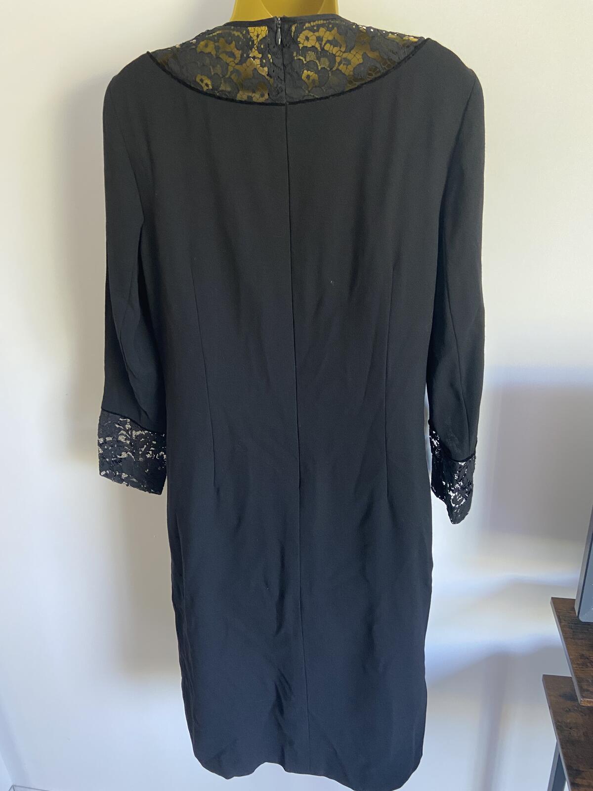 Antonette Franz Haushofer Black Lace Panel Dress EU 40 UK 12 3/4 Sleeve