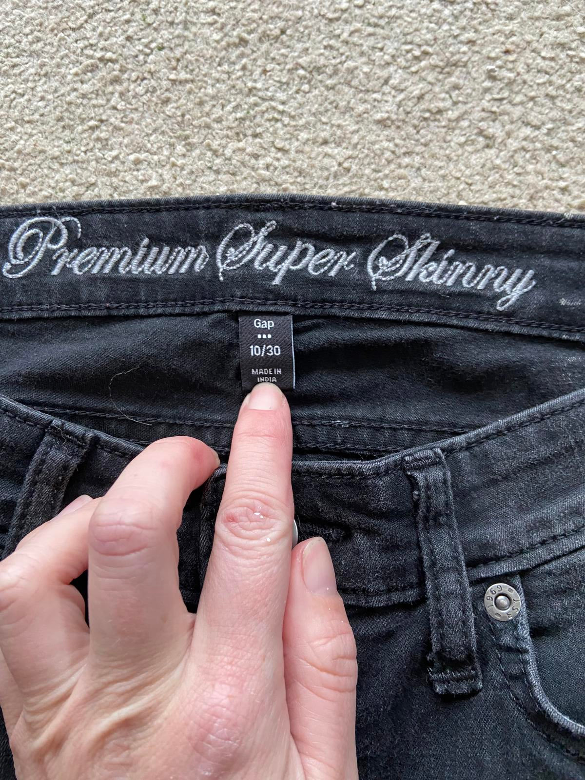 Gap Black Denim Jeans - Cotton Blend, UK Size 10
