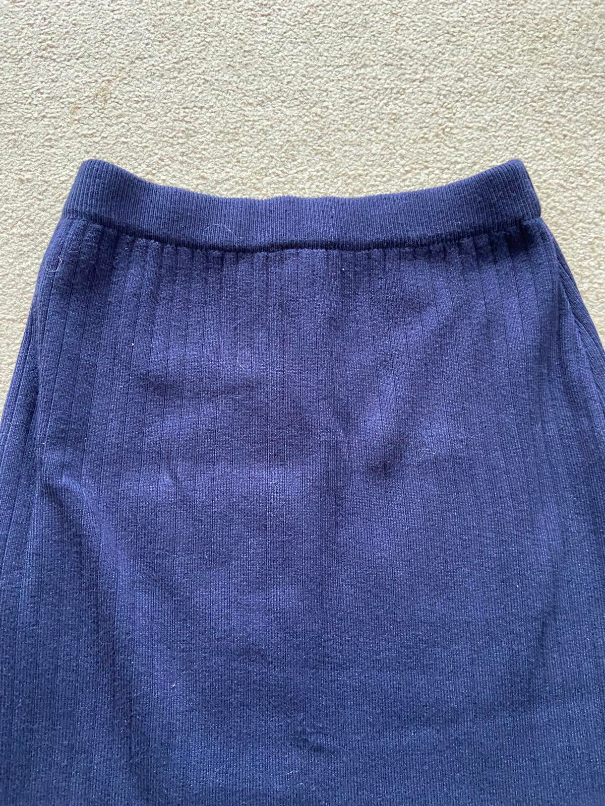 Striped Knit Pencil Skirt - Elasticated Waist, Navy/Red/White, Size Small