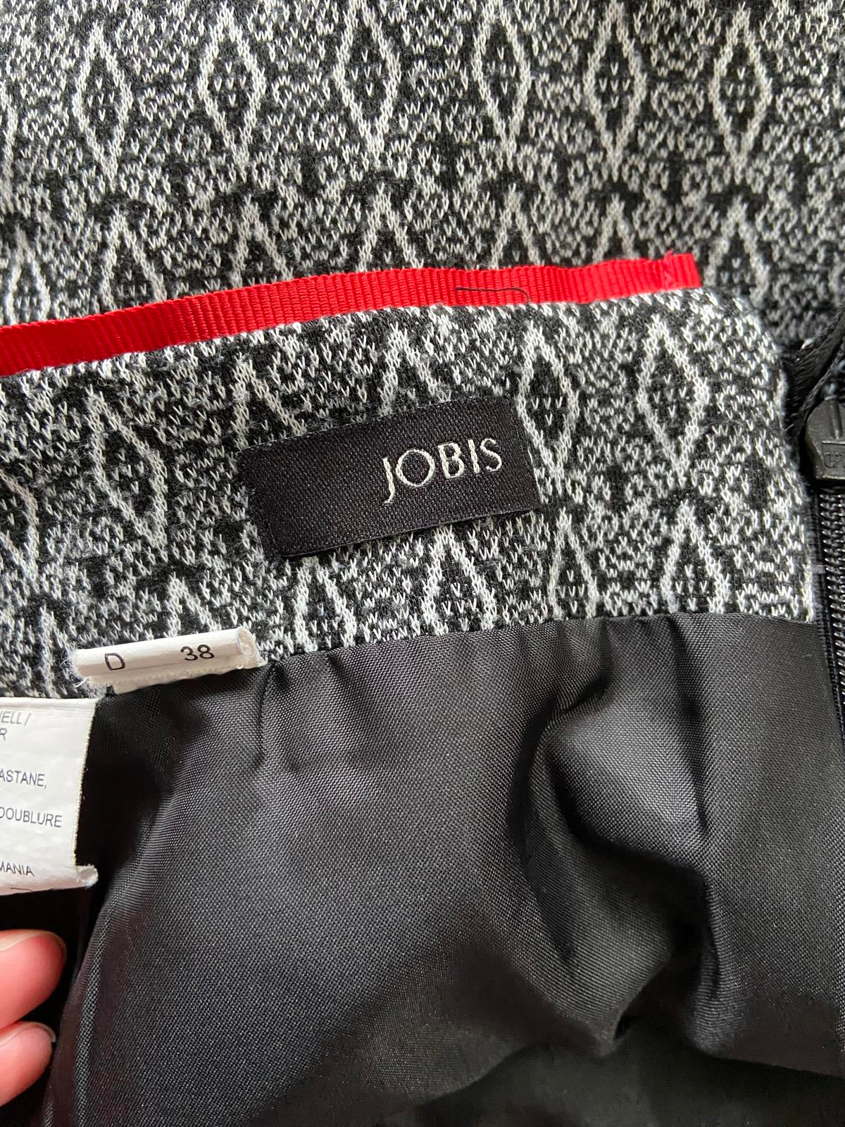 Jobis Black & White Diamond Pattern Skirt - Red Trim, UK Size 12