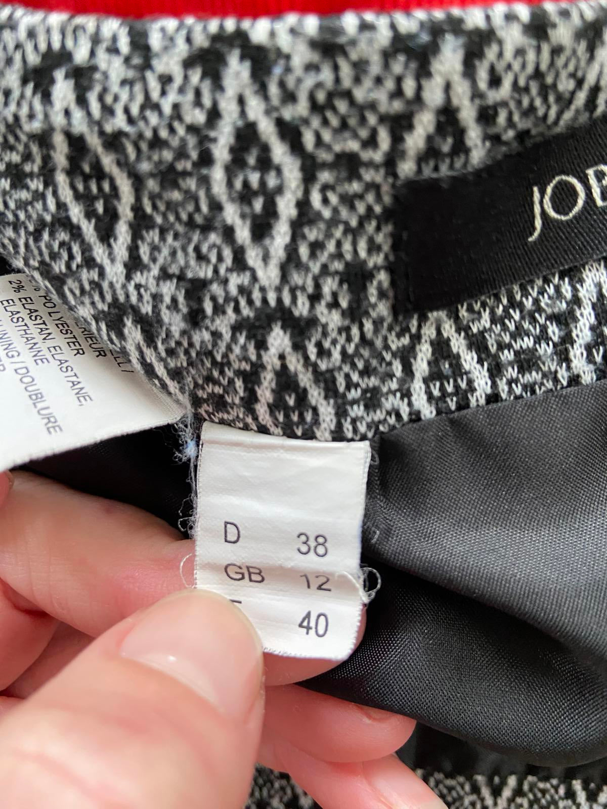 Jobis Black & White Diamond Pattern Skirt - Red Trim, UK Size 12