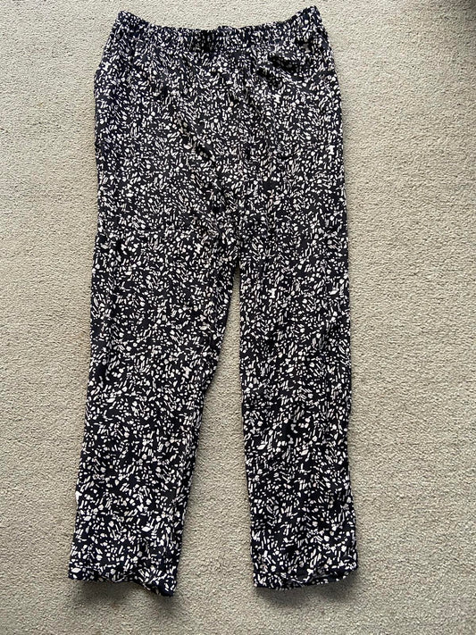 Primark Black & Cream Patterned Lightweight Trousers - size 14