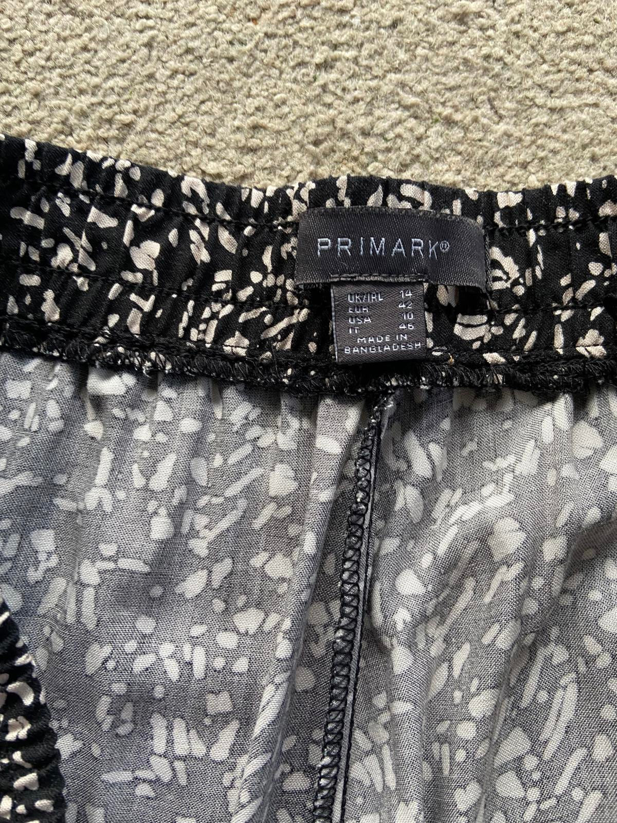 Primark Black & Cream Patterned Lightweight Trousers - size 14