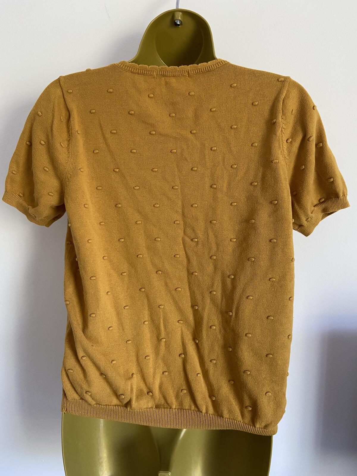 Tu Mustard Yellow Textured Bobble Knit Short Sleeve Top - Size 12
