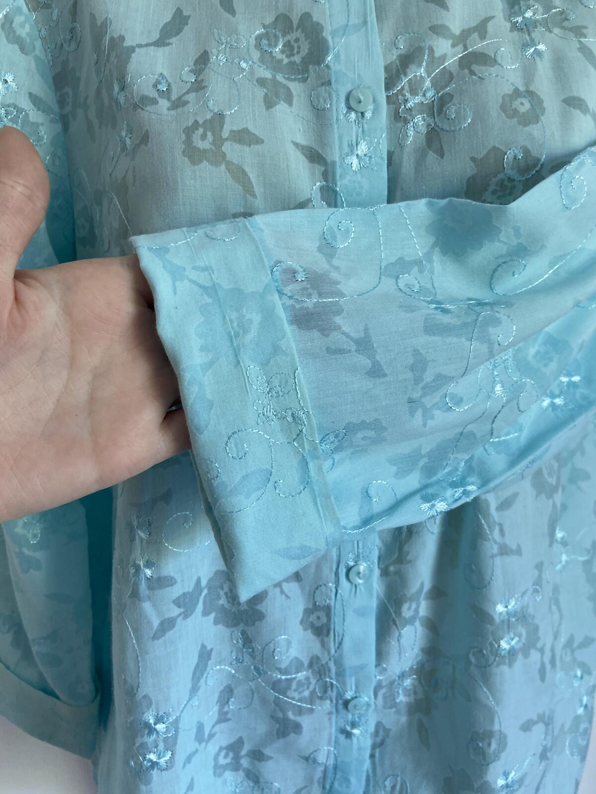 Papaya Turquoise Floral Embroidered 3/4 Sleeve Blouse - Size 14