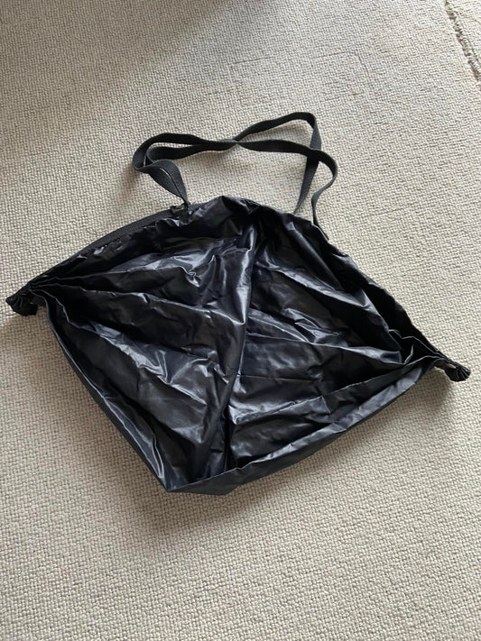 Black Foldable / Collapsible Tote Bag - Drawstring Closure, Lightweight