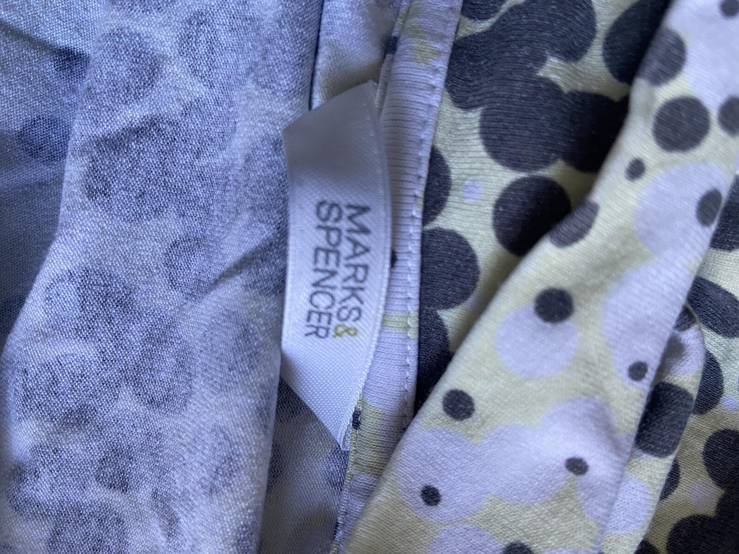 M&S White, Grey & Yellow Polka Dot Twist Front Vest Top - Size 14