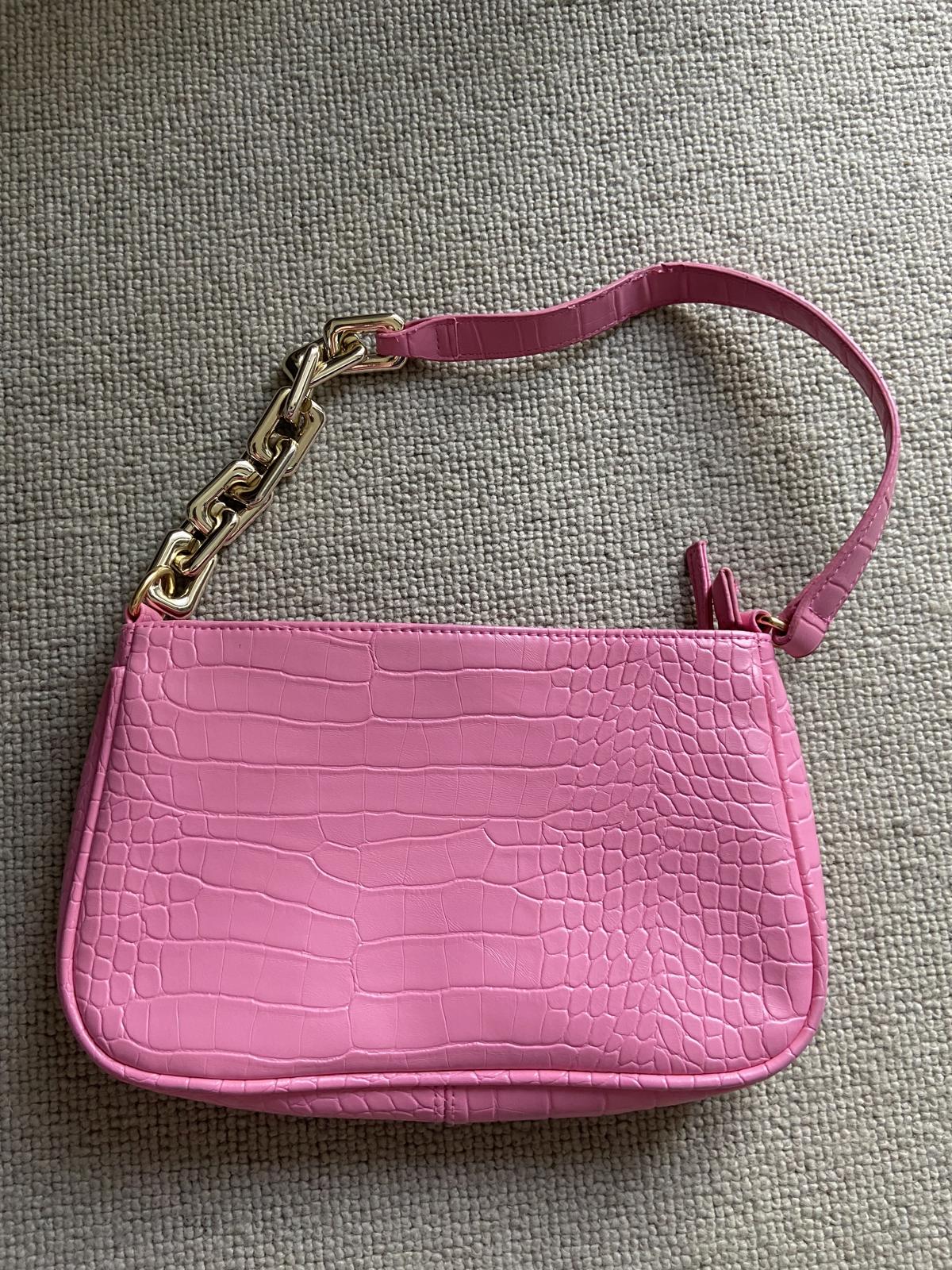 Primark Pink Crocodile Print Handbag - Faux Chain Strap