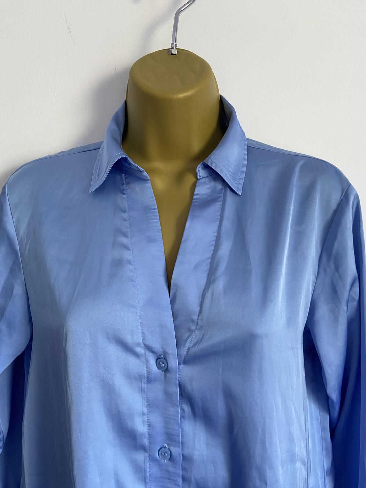 H&M Silky Cornflower Blue Long Sleeve Button-Down Shirt - Size XS