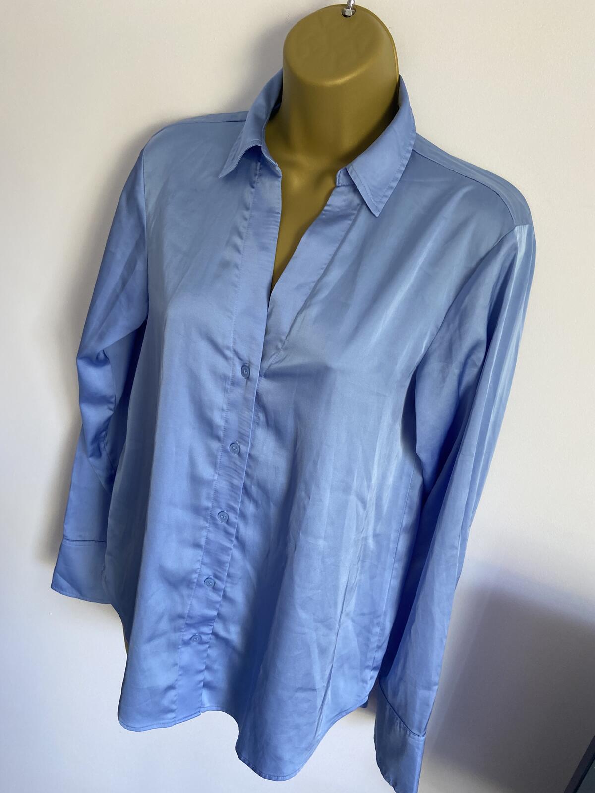 H&M Silky Cornflower Blue Long Sleeve Button-Down Shirt - Size XS