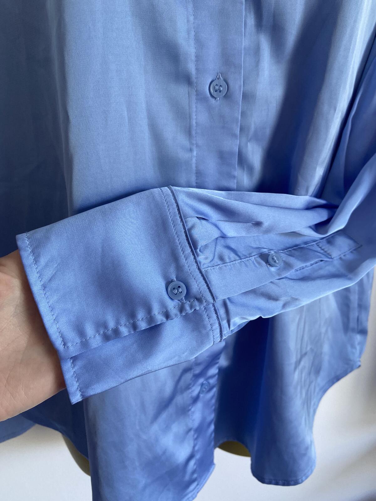 H&M Silky Cornflower Blue Long Sleeve Button-Down Shirt - Size XS