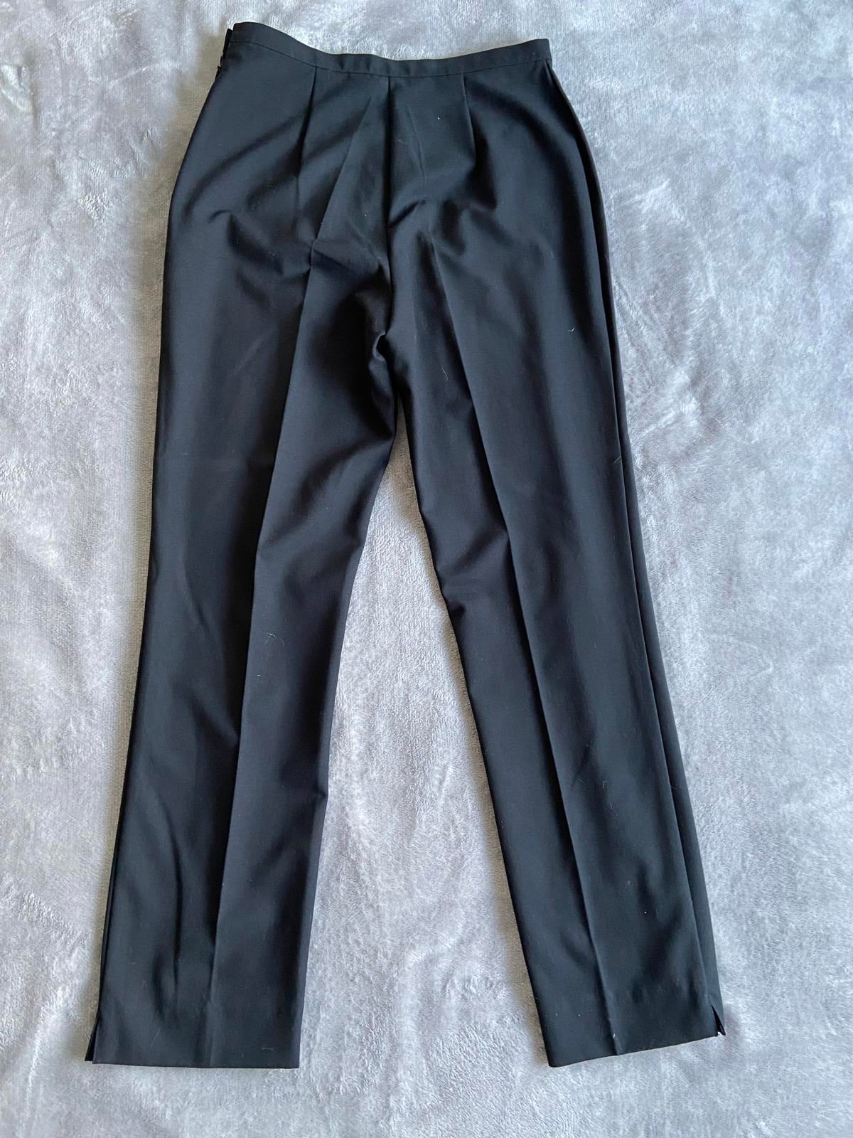 M&S St Michael Size 12 Black Smart Trousers Side Zip Straight Leg