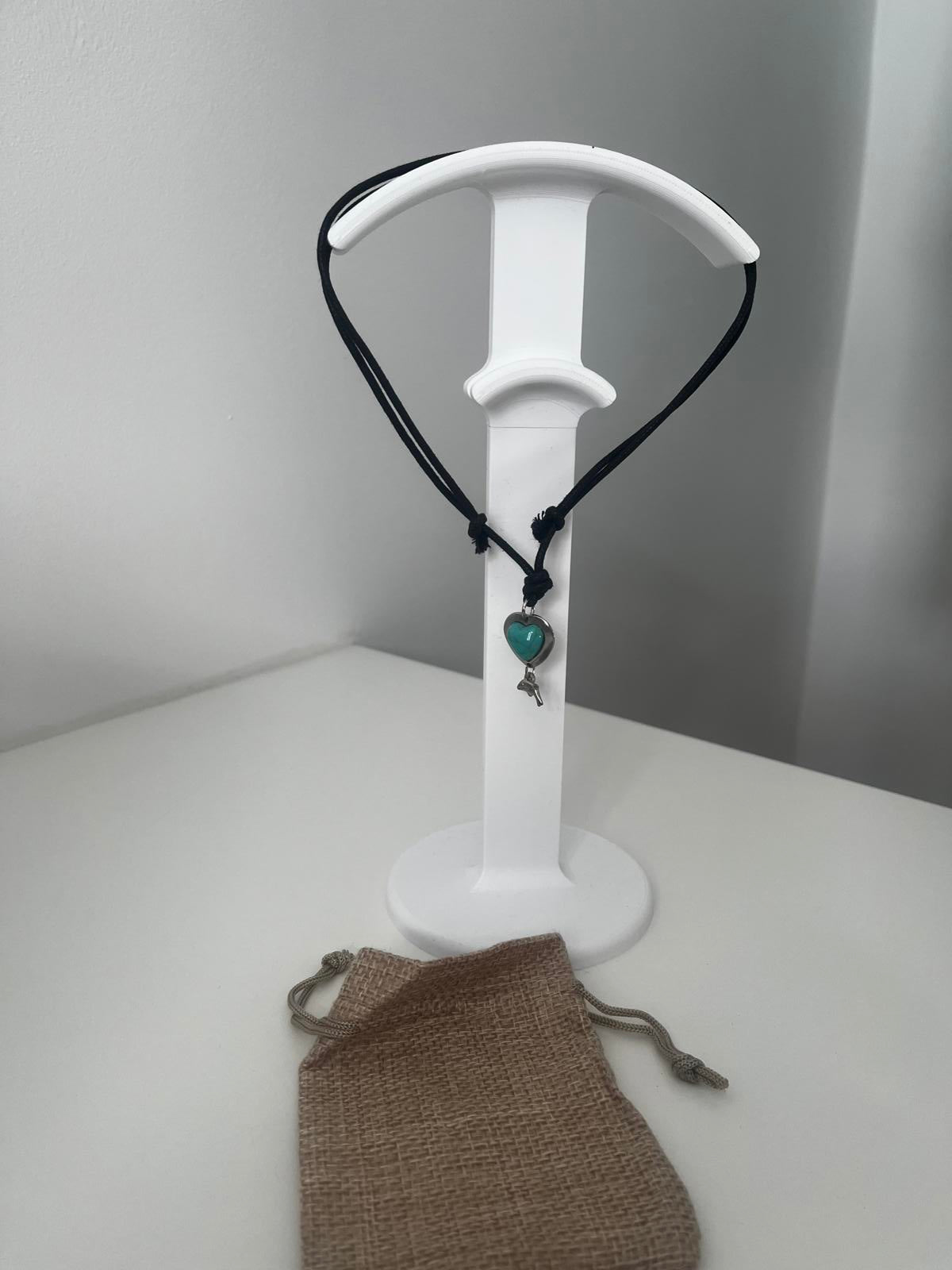 Turquoise Heart & Dolphin Cord Necklace