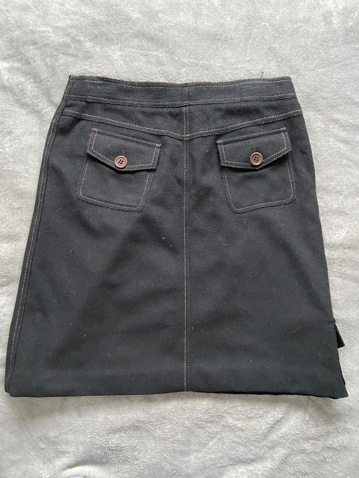 Karen Millen Size 12 Black Virgin Wool Cashmere Blend Mini Skirt A-Line