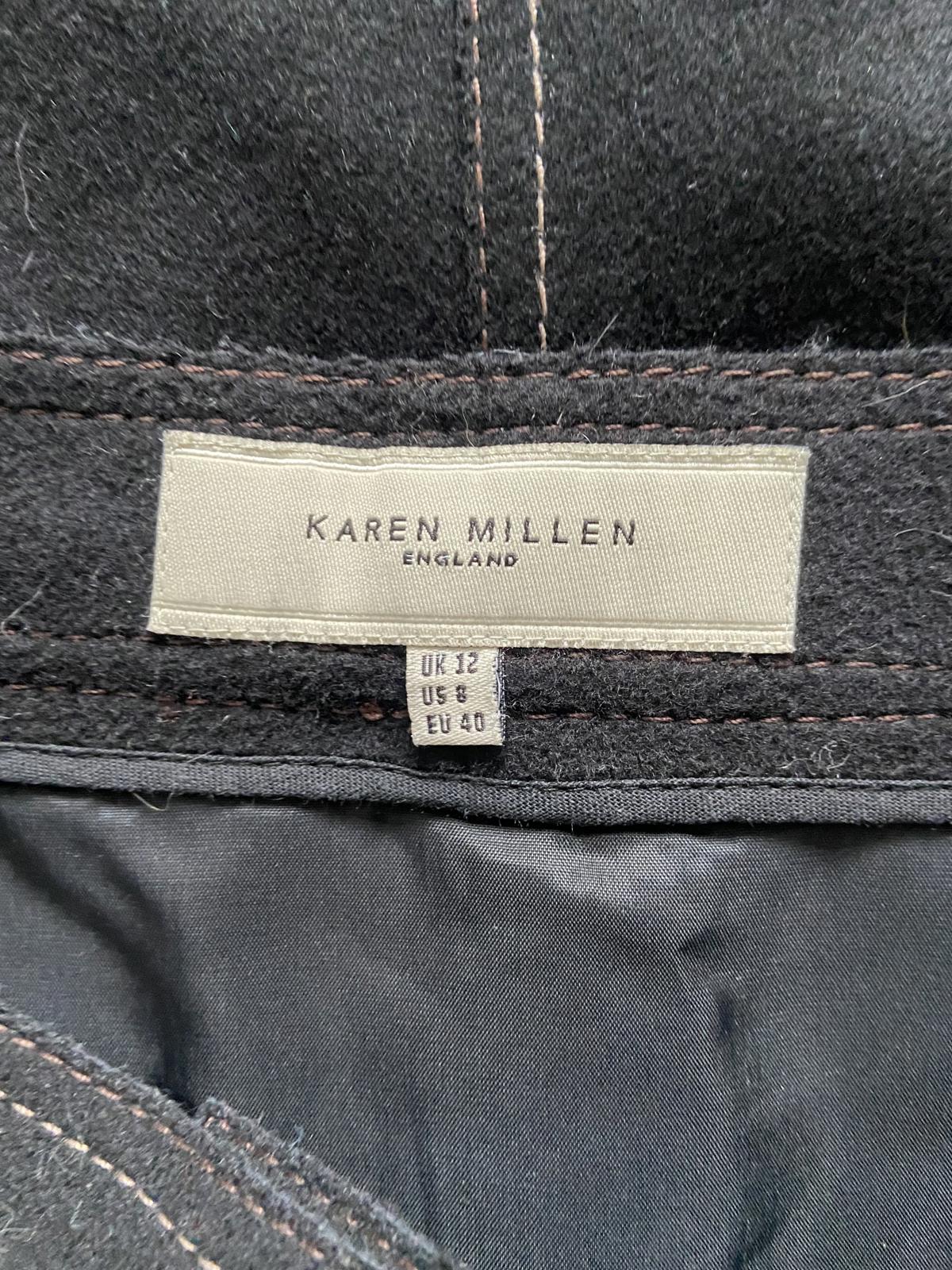 Karen Millen Size 12 Black Virgin Wool Cashmere Blend Mini Skirt A-Line